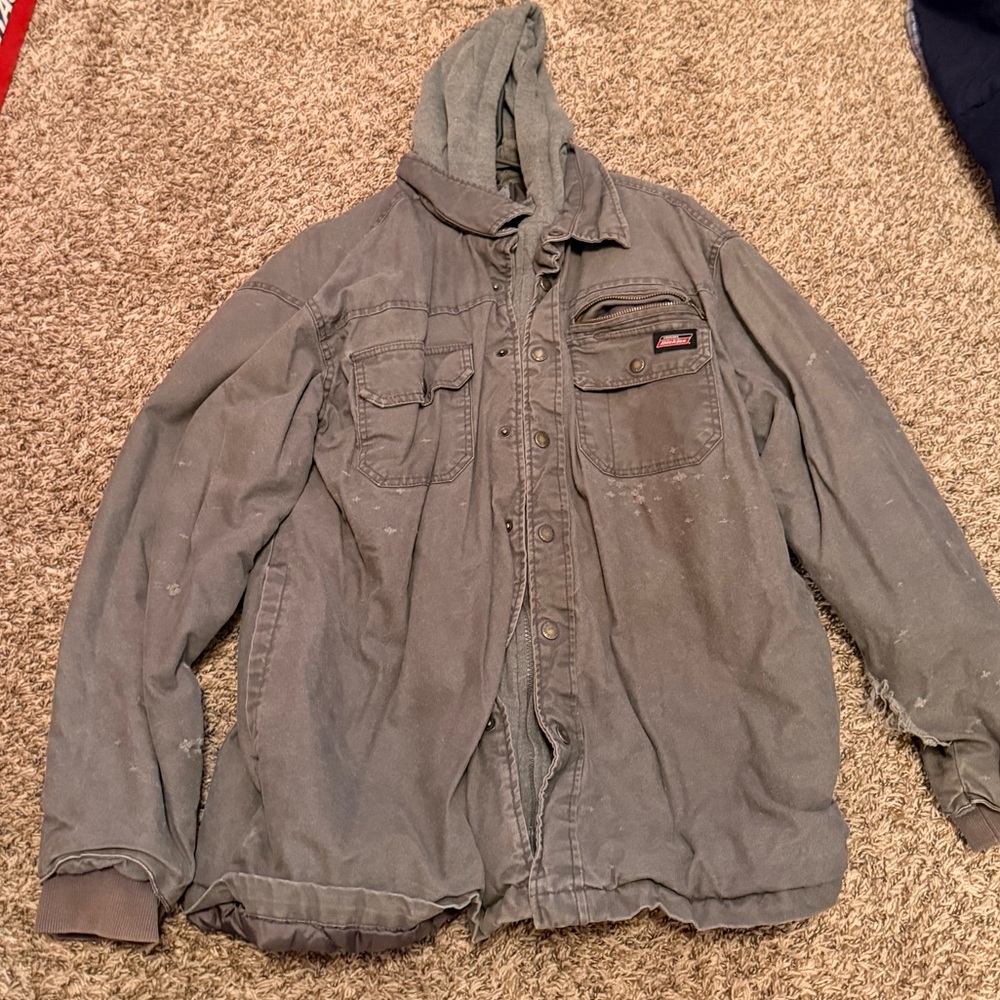 Genuine Dickies L Hoodie Work Coat Distressed Worn In